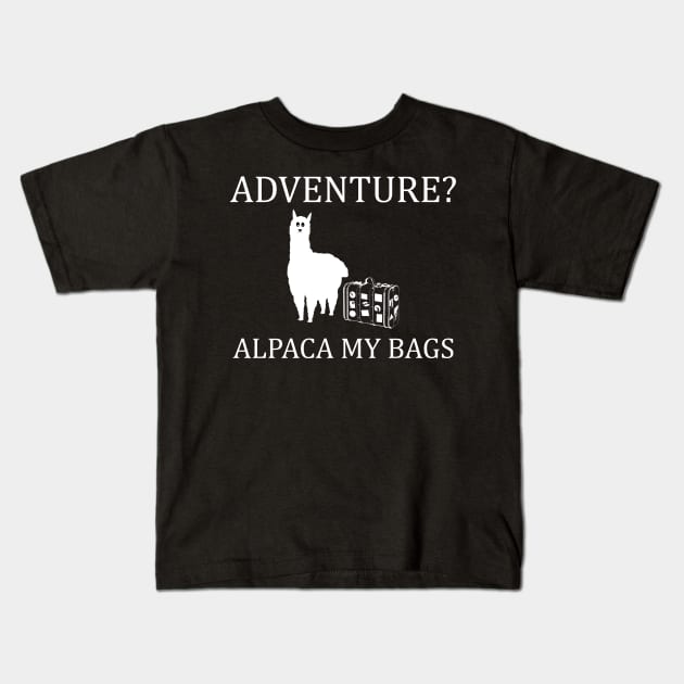 Adventure Alpaca my bags 2 Kids T-Shirt by jmgoutdoors